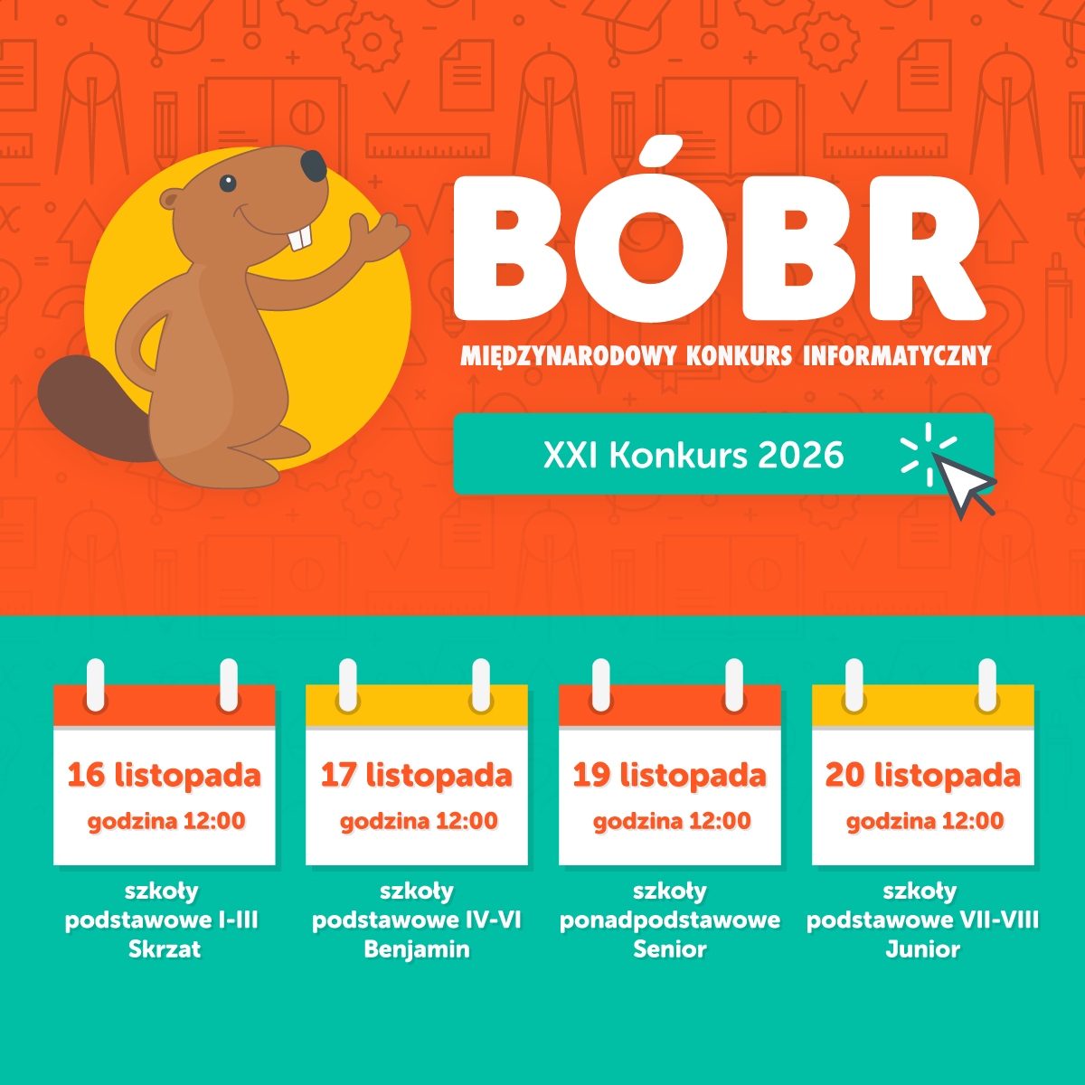 XXI Międzynarodowy Konkurs Informatyczny Bóbr – test próbny i właściwy konkurs