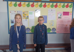 Przewodnicząca MSU Liliana Klimek kl. 3b i zastepca Igor Kacperek kl. 3a