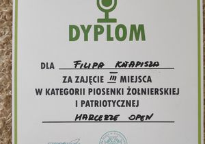 Dyplom za zajęcie III miejsca